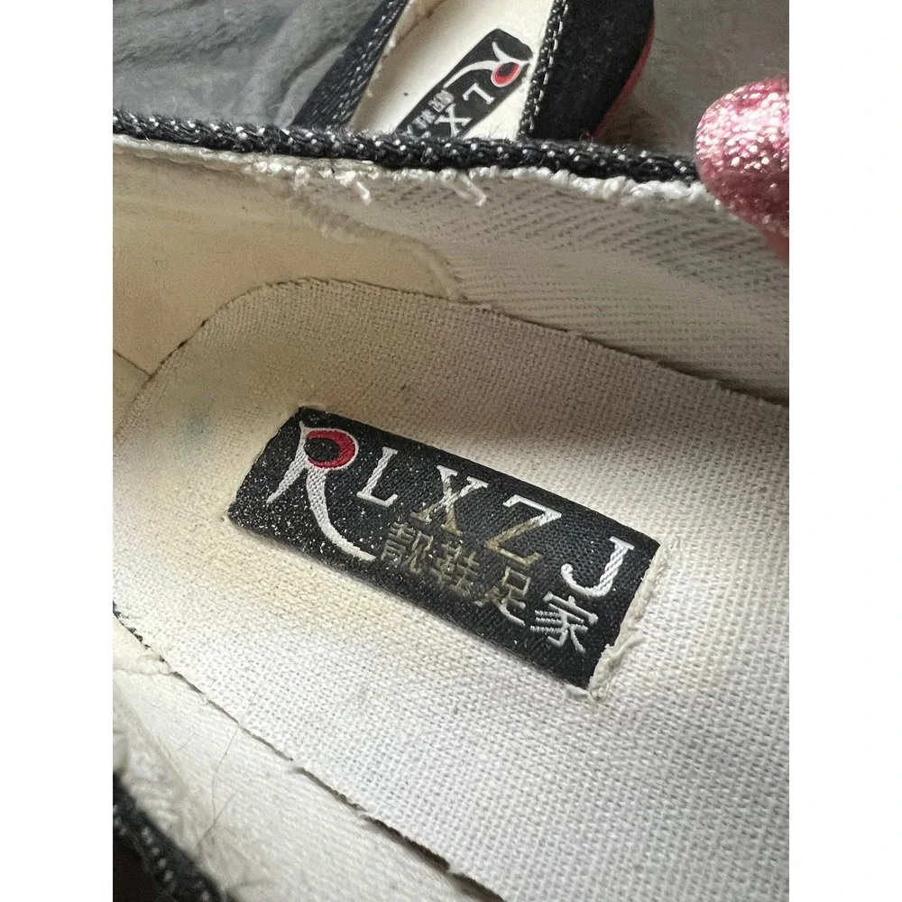 RLXZJ Black Denim Canvas Sneaker Stiletto Heels Lace Up Pumps Size 39 Y2K Sporty